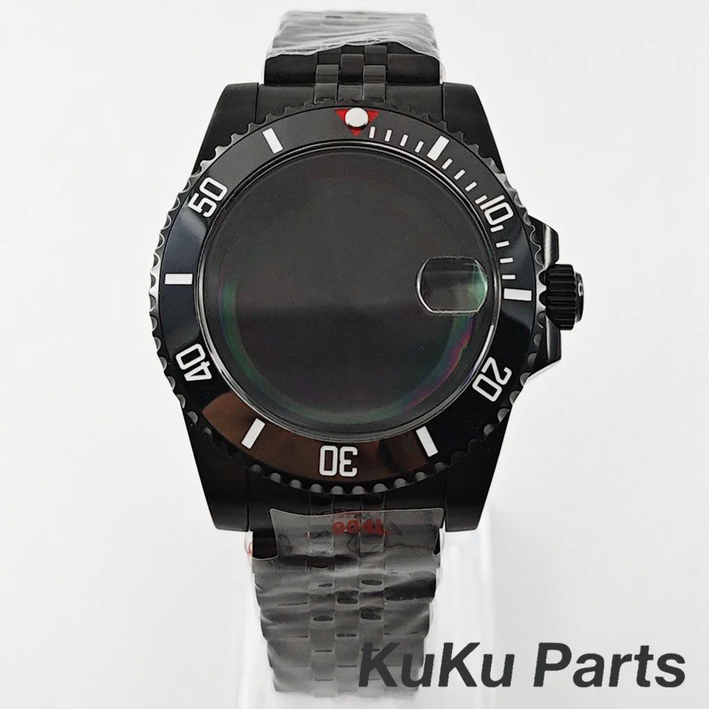 Black Purple GMT Bezel Watch Case with PVD Black Jubilee Bracelet and Sapphire Crystal