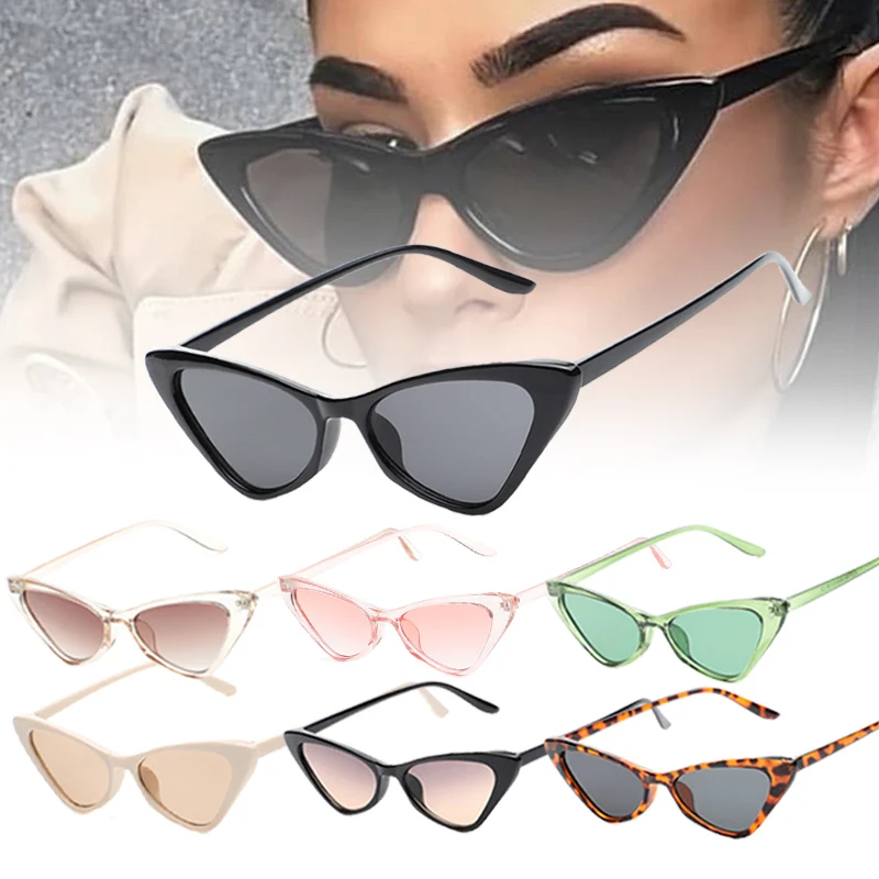 1pc Vintage Cat Eye Sunglasses Women Small Frame Sun Glasses Uv