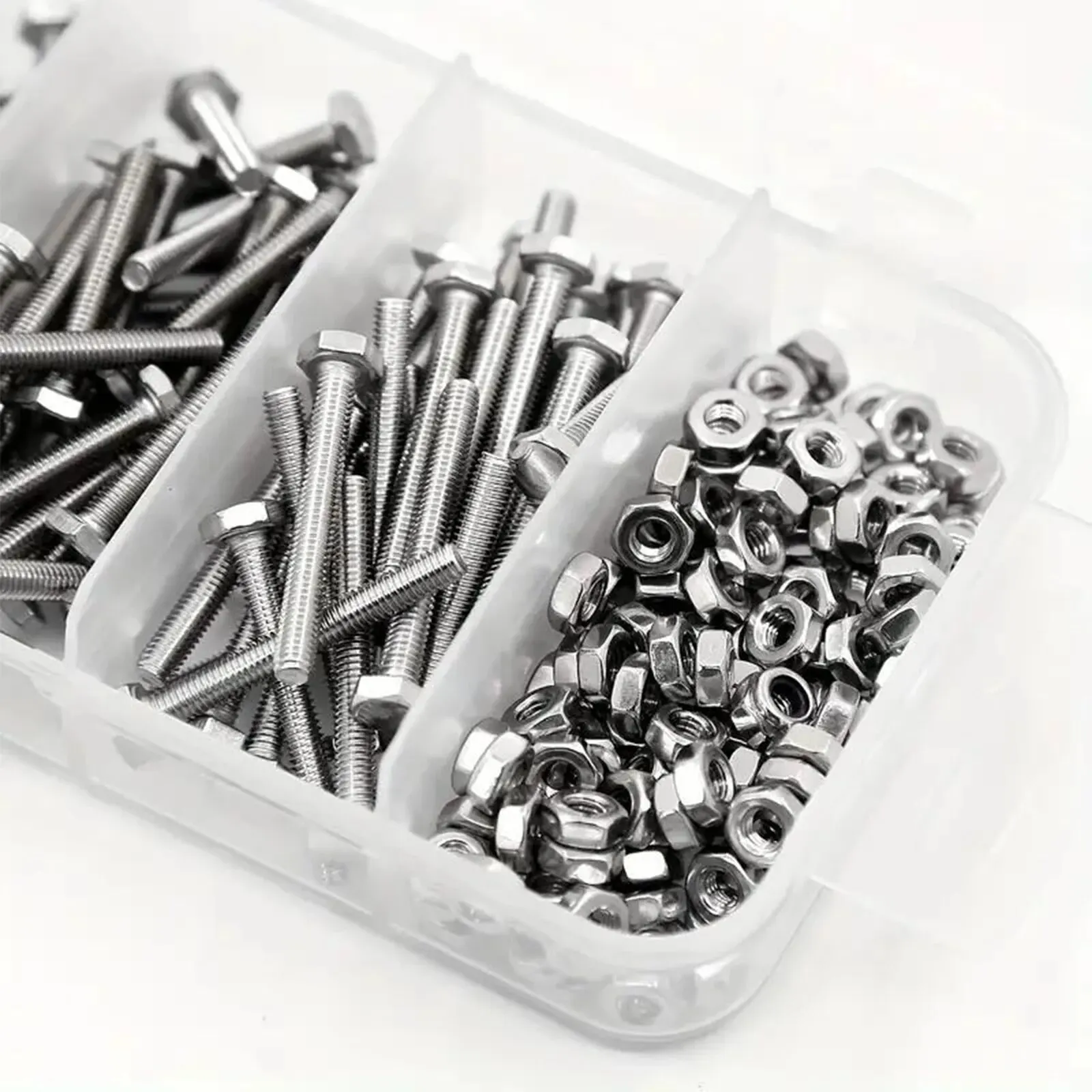 120Pcs M3 Stainless Steel Hexagon Head Screw, Nut, Bolt Sorting Set, Suitable For Small Mechanical Maintenance Projects