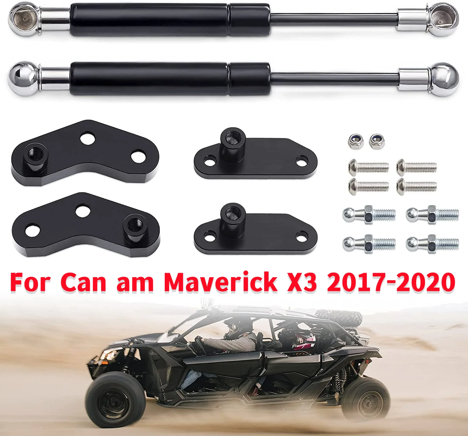 

2 Pcs Black Billet Aluminum Anodized Car Front Rear Door Opener Kits For Can-Am Maverick X3 2017-2020