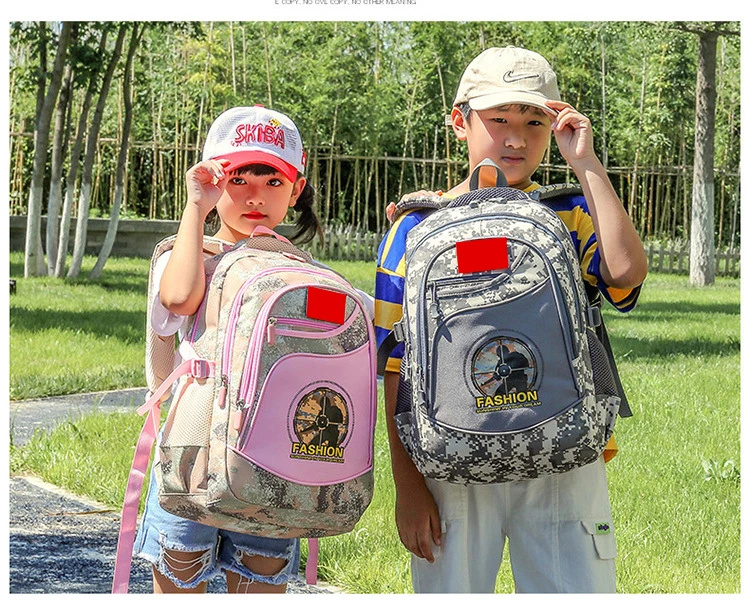 Teenage School Backpack Man Children's Spring Outing Travel Bag Schoolbag Pupils Camouflage Bag Boys' Bag Grades 1-6 Backpack
