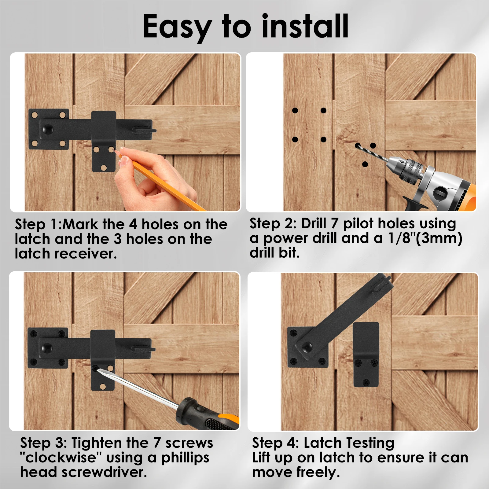 Gate Latch Lock Flip Adjustable Barn Door Lock Hardware Safety Rustic for Ourdoor Wooden Fence Cabinet Sliding Doors door latch