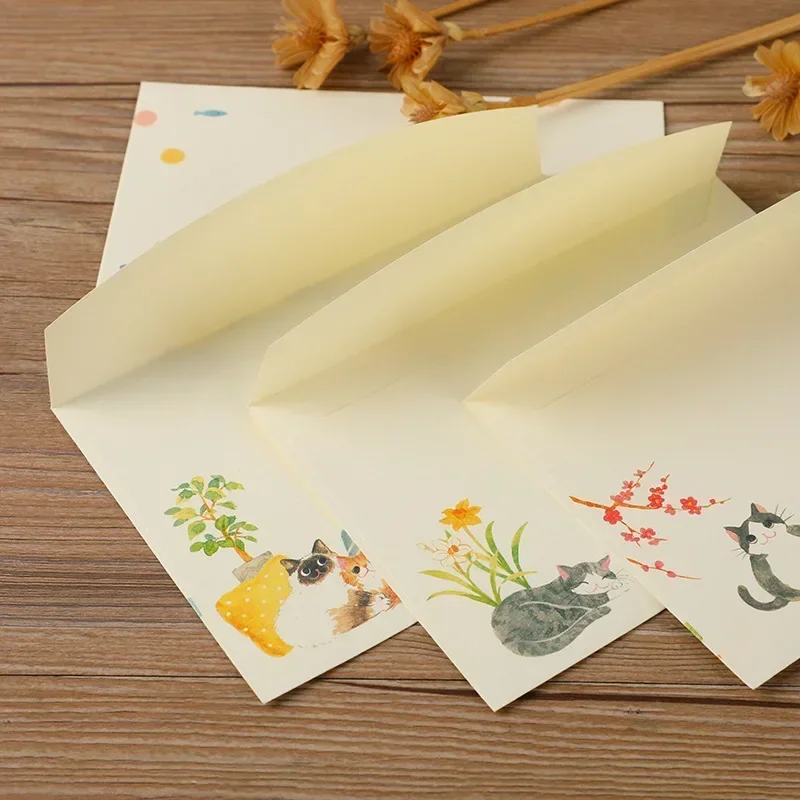 Kawaii Cat Envelopes 10pcs/set for Letter Pads Cute Paper Envelopes DIY Wedding Party Invitation Card Cover Gift Wrap Stationery