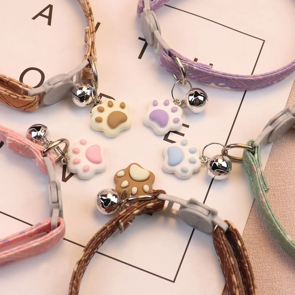 Cat Collar With Bell Pet Collar For Small Dogs Puppy Kitten Stuff Accessories Adjustable Footprint Cat Breakaway Collar MBO02_voghion.com