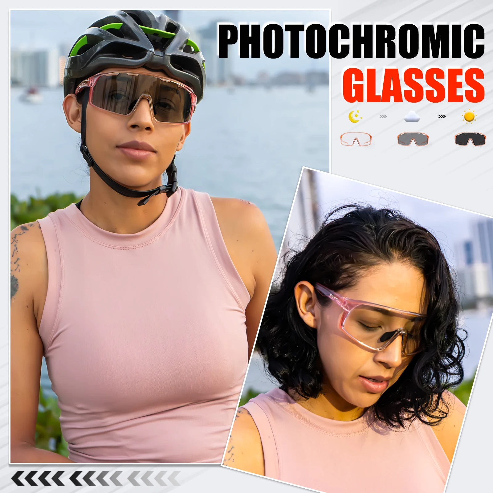 SCVCN Photochromic Sunglasses Cycl Men UV400 Eyewear Sports MTB Outdoor Goggles Bicycle UV400 Women Cycling Glasses Sunglasses