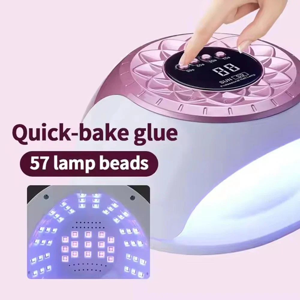 268W UV LED Nail Drying Lamp Professional UV Nail Art Dryer Light for Gel Nails 57 Beads Fast Curing UV Gel Polish Lamp