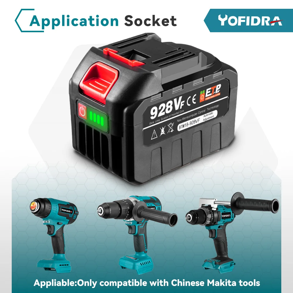 Yofidra Oplaadbare Batterij 22500Mah 15000Mah Lithium-Ion Batterij 388vf 928vf Li-Ion Batterij Voor Makita Elektrisch Gereedschap