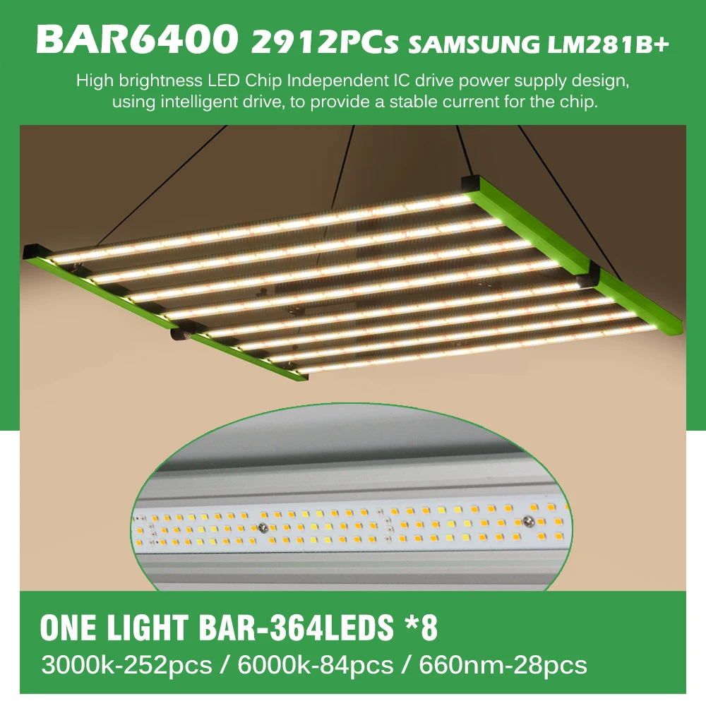 Samsung-Luz LED de espectro completo LM281B +, lámparas de alto brillo como el sol para iluminación de crecimiento de plantas de invernadero