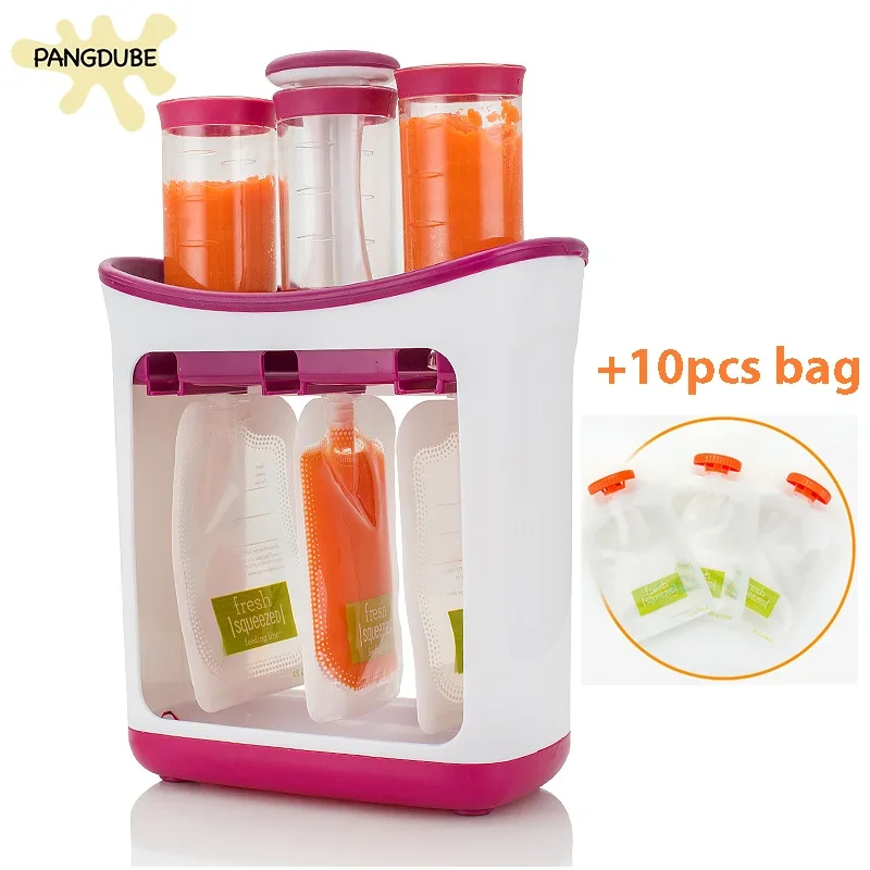 3pcs/set Baby Food Squeeze Station with 10pcs Food Storage Bag Baby Complementary Food Pouch Filling Machine Juice Puree Pack