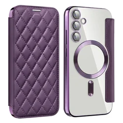 Leather Flip Case with Card Holder & Magnetic Closure - Enhanced Camera Protection Phone Cover - S24PLUS (Dark Purple)