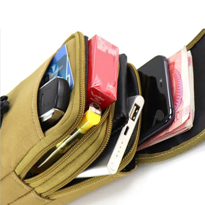 Men Wallet Double Layer Waist Bag Outdoor Sports Waterproof Military Phone Bag Belt Bags Camping Hunting Tactical Fanny Pack