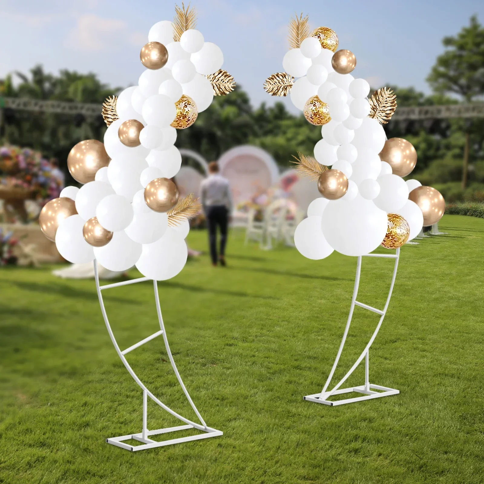 2PCS Crescent Moon Wedding Arch Frame Party Framework Stand Floral Rack New, White
