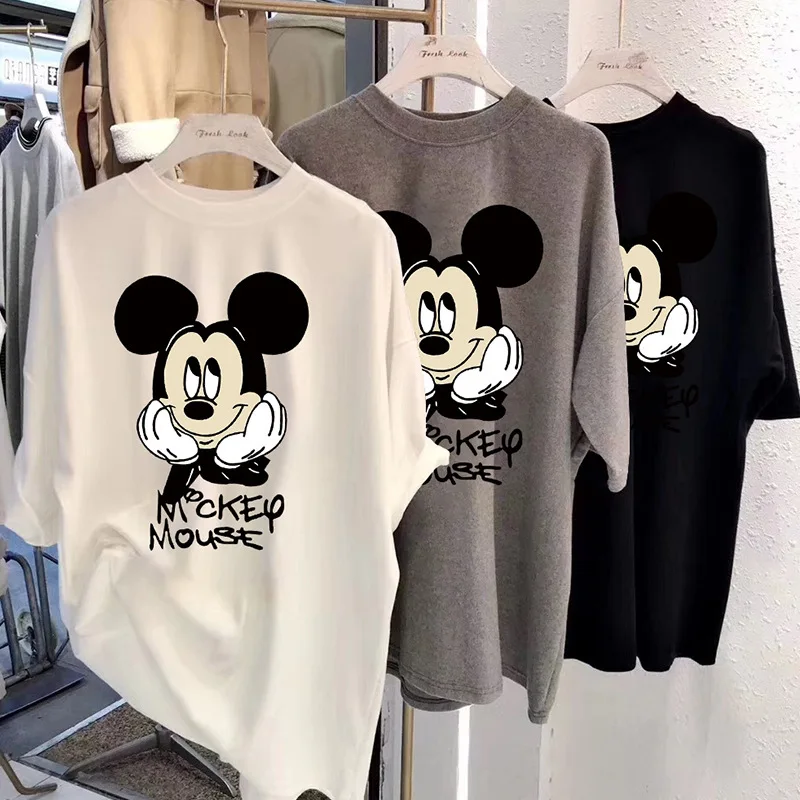 

2024 New Fashion Brand Women's Printed Loose and Versatile White T-shirt Short sleeved Bottom Shirt Spring/Summer T-shirt