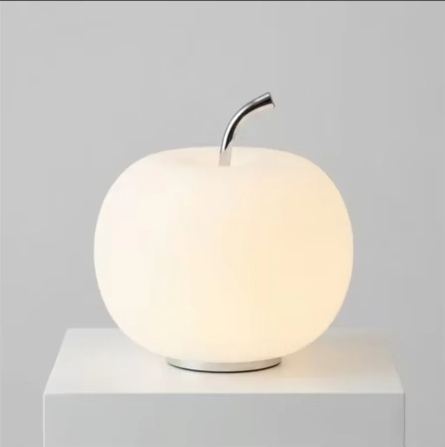 현대적인 미니멀리스트 애플 글래스 테이블 램프, 터치 컨트롤 3색 조광 LED 침실용 야간 조명, 우아하고 예술적인 북유럽 스타일 램프