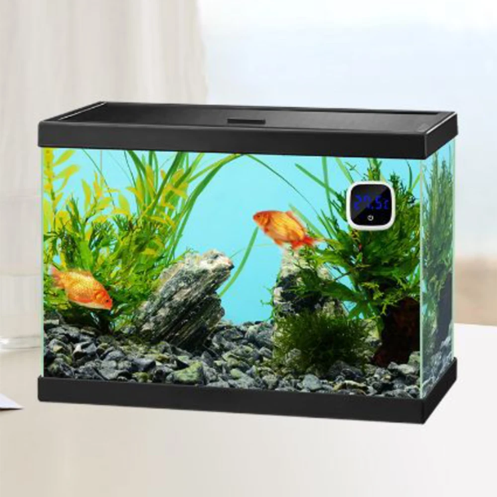 Termómetro de acuario 3D Termómetro de agua de acuario Termómetro interior  ambiental Pantalla LCD Tabla de medición (tipo plata cepillada + tipo oro  parcial JM