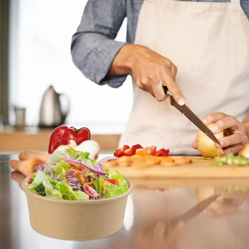10-Pack Kraft Paper Salad Bowls with Lids Biodegradable Disposable Tableware for Meal P... - SKU KPSB2151 - UGI Packaging