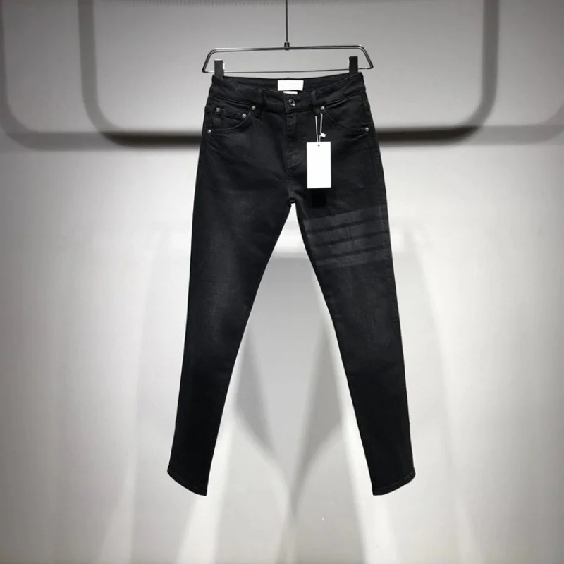 

THOM Newest 2022 Fashion Single Breasted Chains Four Seasons High Waist Pencil Denim Jeans Luxury Brand TB Pants