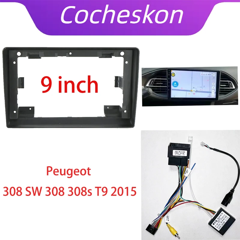 

Автомобильная рамка Cocheskon, адаптер Canbus Box Decoder, Android радио приборная, комплект панелей для Peugeot 308 SW 308 308 s T9 2015 +
