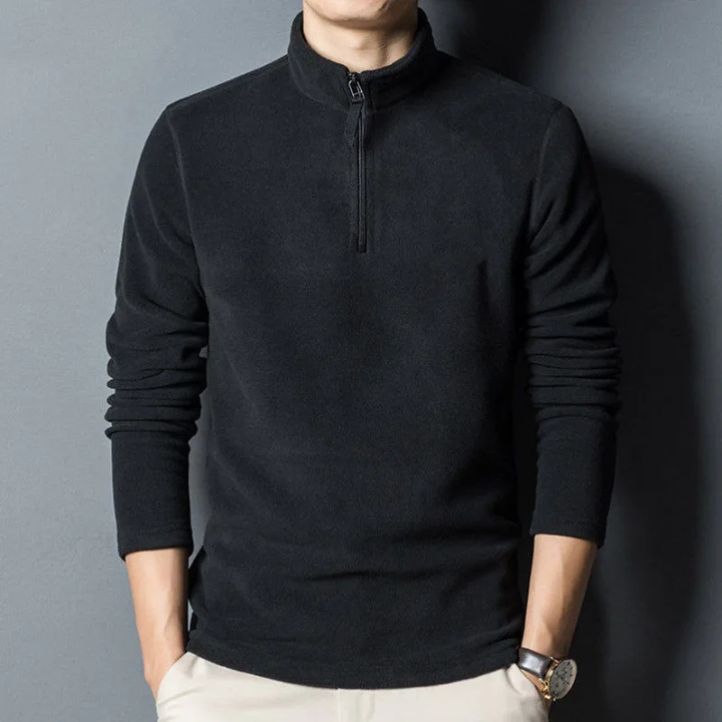 

Male winter sweater Long sleeve Polar fleece warm high collar furry sweater