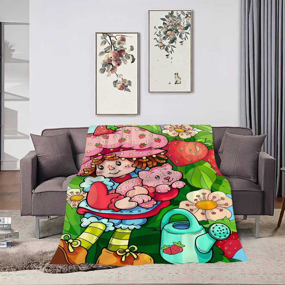Cute S-Strawberry S-Shortcake Blanket Skin friendly comfort warm soft plush blanket suitable sofa living room office bedroom 3