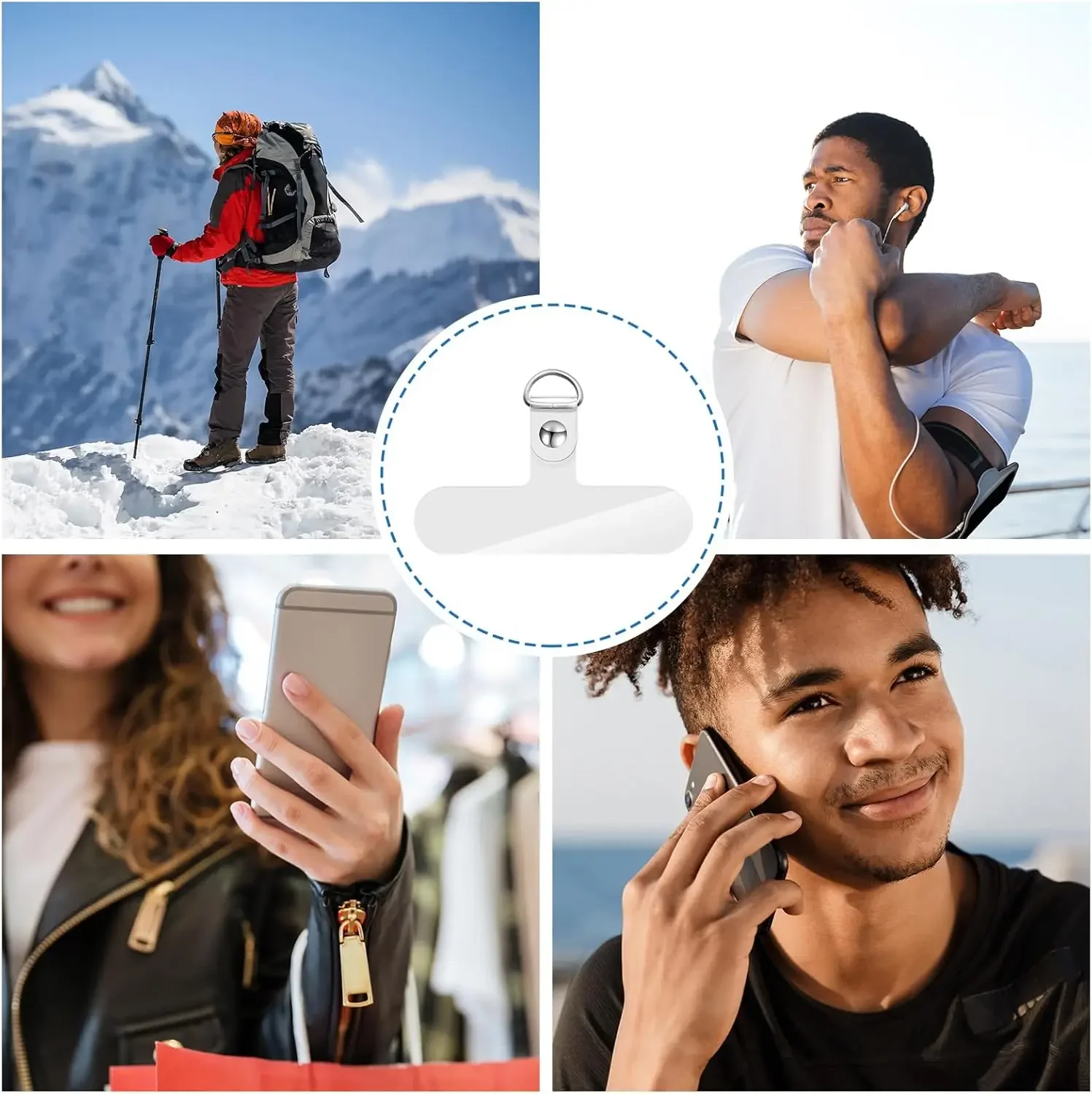 20-1Pcs Transparent Phone Lanyard Tether Tabs for Cellphone Lanyard Card Cord Gasket Hole Hanging Straps Flexible Patches Clips