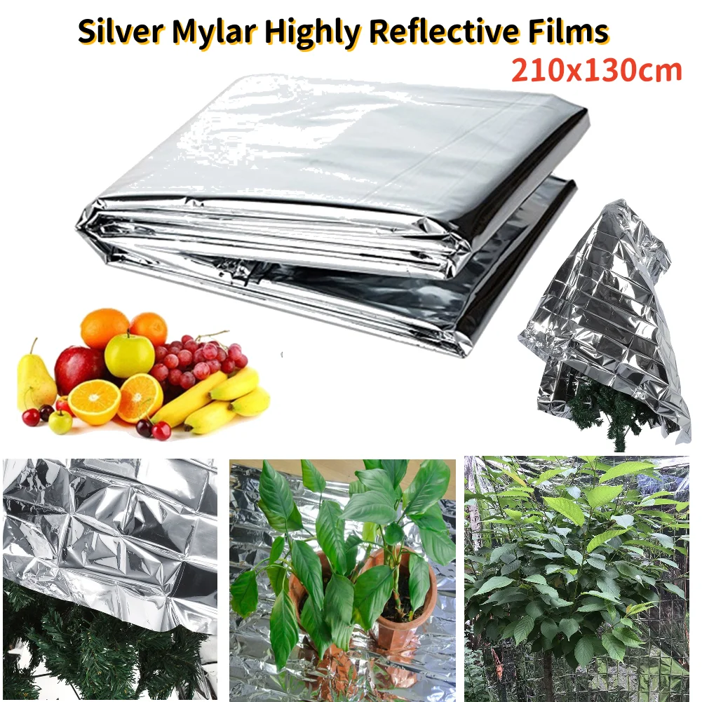 210x130cm Silver Mylar Highly Reflective Films for Grow Foil Tent Room Garden Greenhouse Agriculture Farming Increase Plant Grow