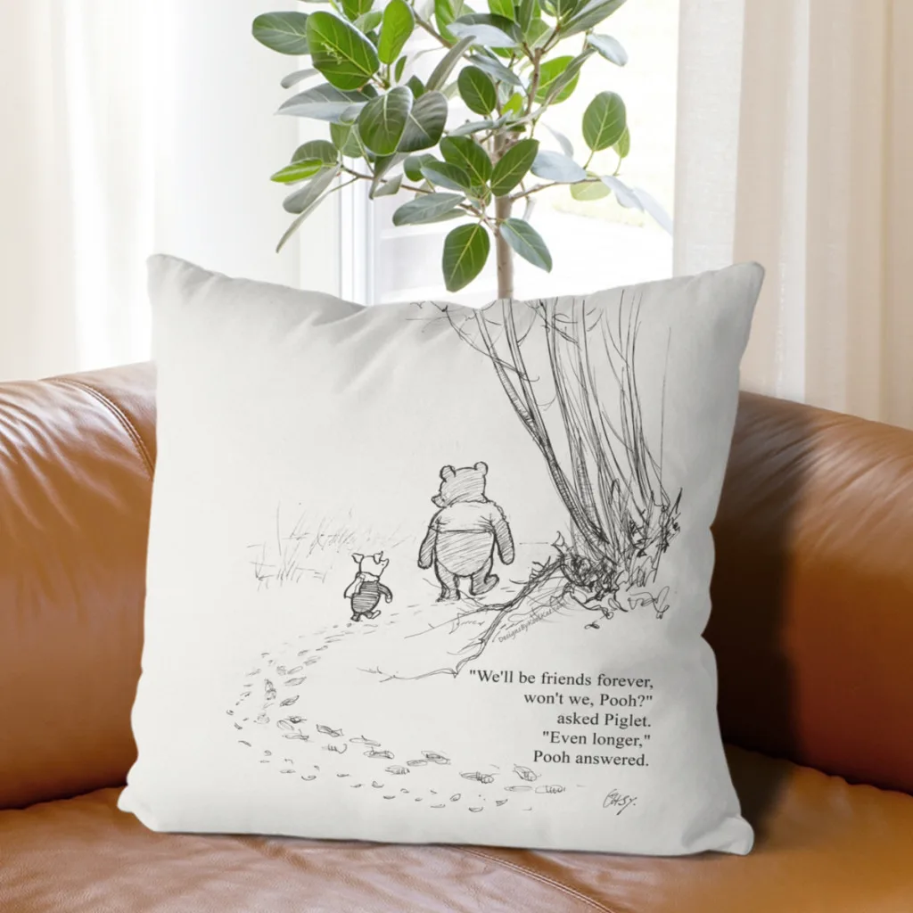 Winnie the Pooh & Piglet Friends Forever Cushion Cover Pillowcase Cushion Pillow Home 6