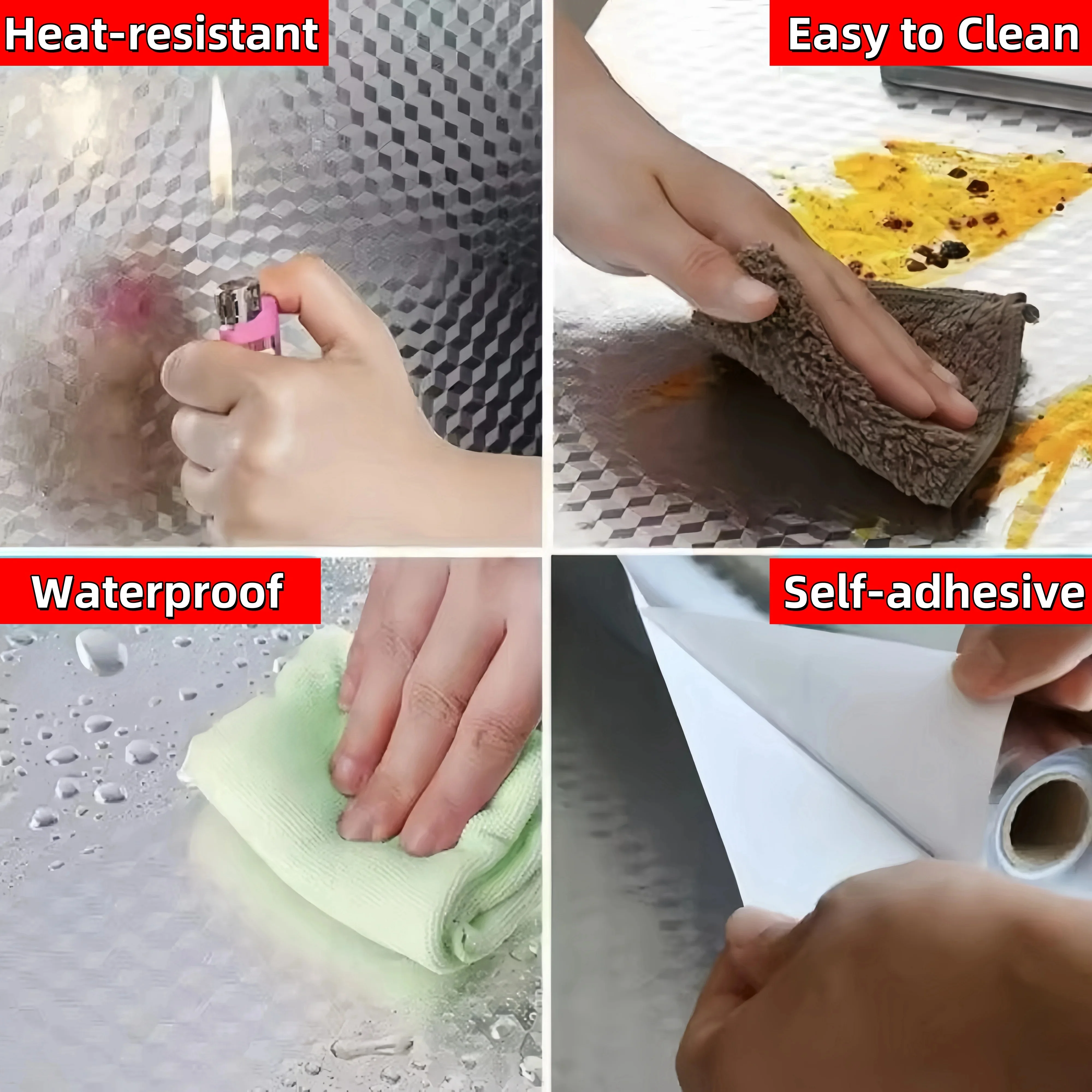 Kitchen Oil-proof Self Adhesive Stickers Anti Fouling High Temperature Waterproof Aluminum Foil Wallpaper Cabinet Contact Papers wall stickers,self adhesive stickers,self adhesive wallpaper,kitchen wall sticker,adhesive wallpaper,oil proof film