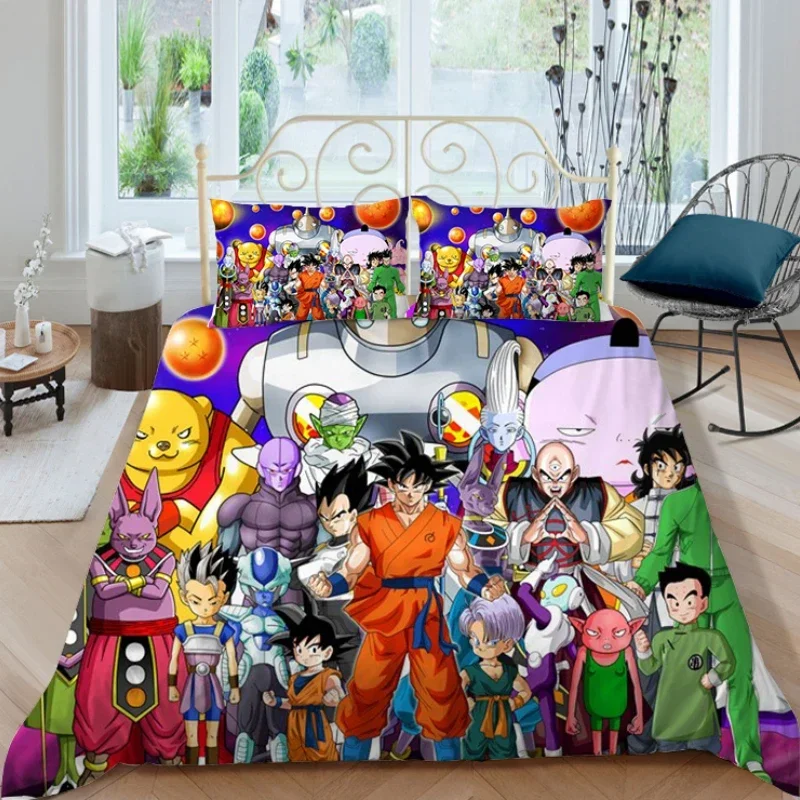Housse de couette-140x200cm-Dragon Ball avec 2 taies d'oreiller Parure