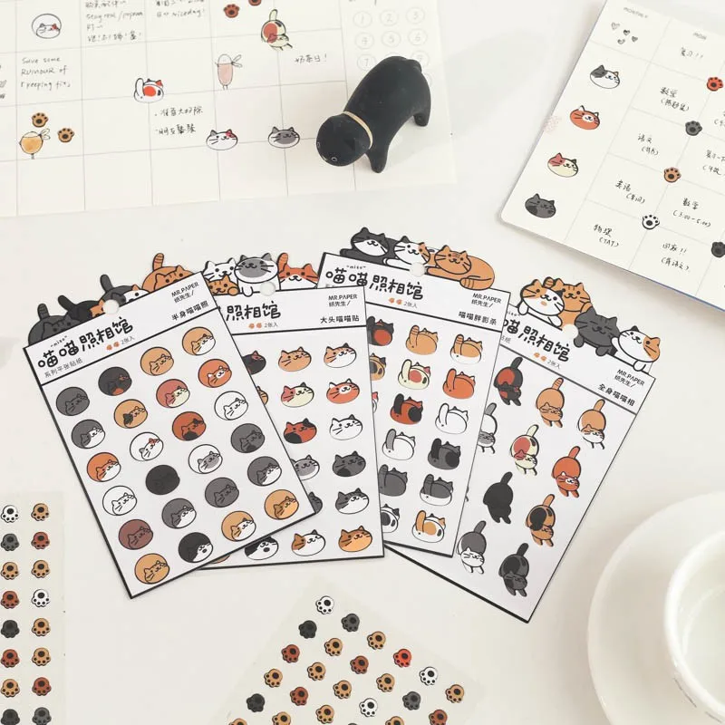 

2 Pcs Cute Scrapbooking Stickers Self Adhesive Small Cat Baby Seals Animal Stickers Planner Stickers Set