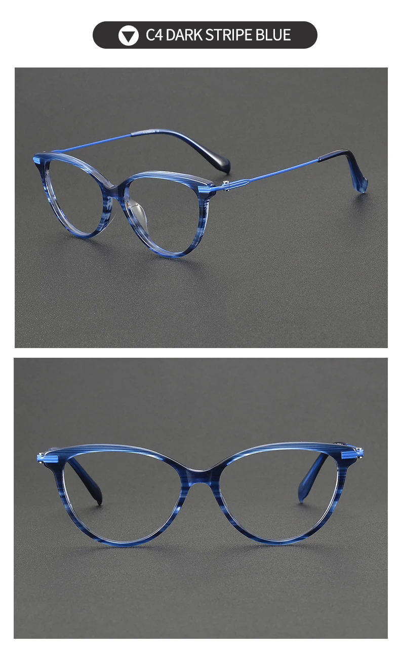 BLMUSA (L) Mode Titan Cat Eye Rahmen Myopie Brillen Hohe Qualität Frauen Acetat Progressive Büro Brillen – Detail 19