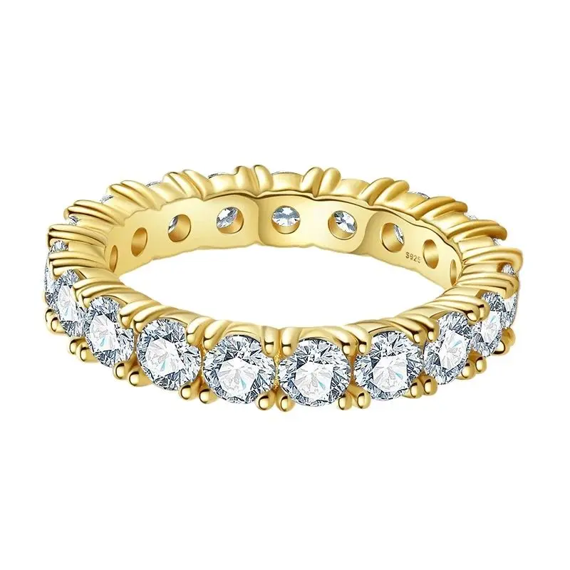 35mmRoundMoissanite925SterlingSilverWeddingBandsFineJewelry