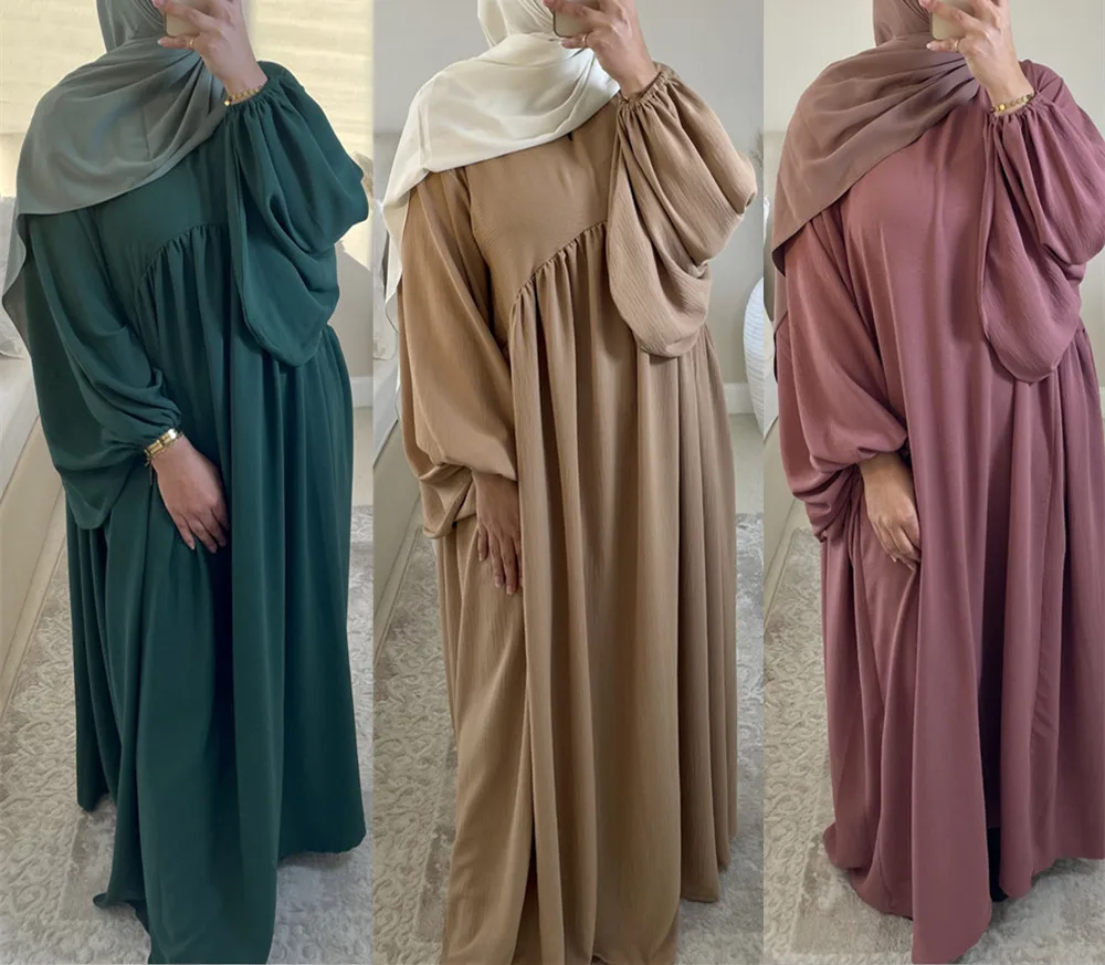 S8fe5dfb7c31e4a0c8494b1327e2959fbc Casual Solid Eid Muslim Dress Women Hijab Abaya Kimono Khimar Dresses Kaftan Kebaya Ramadan Abaya Dubai Long Robe Islam Clothing Mallzona