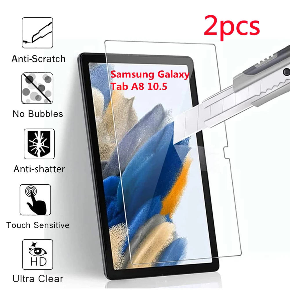 

2pcs Tablet Screen Protector for Samsung Galaxy Tab A8 10.5 Inch SM-X200 X205 2021 Full Coverage Tempered Glass Protective Film