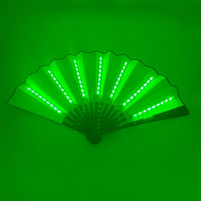 Glow Folding Led Fan Dancing Light Fan Night Show Halloween Christmas Rave Festival Accessories Glow In The Dark Party Supplies