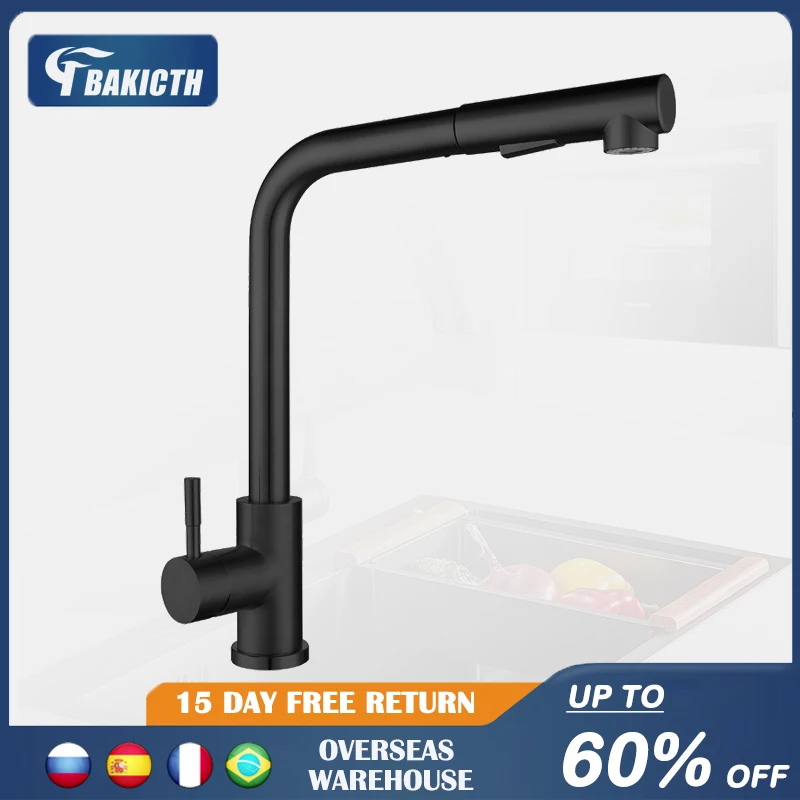 Bakicth 360° Rotation Stream Sprayer Nozzle Stainless Steel Kitchen Sink Hot Cold Taps Faucet Deck Mounted Mixer Tap | Обустройство