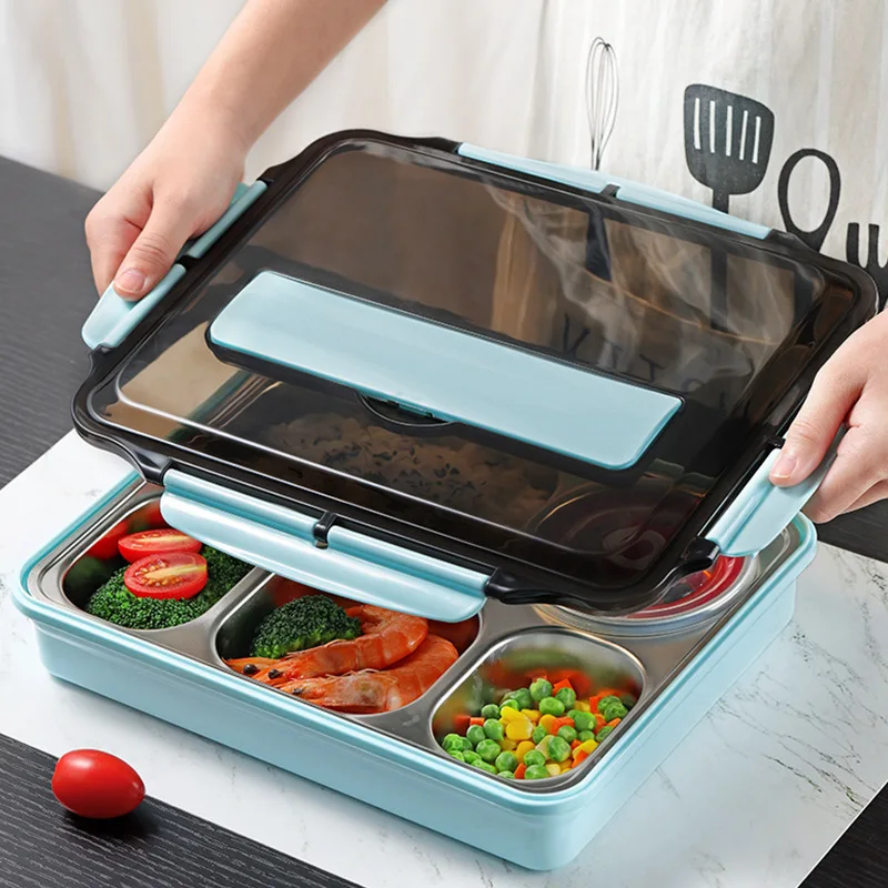 2 Layers Leakproof Bento Lunch Box with stainless steel silverware, BPA Free