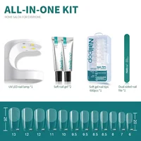 Nailpop Nail Tips and Glue Gel Nail Kit Fast Nail Extension Set with Soft Gel UV Lamp 600Pcs Semi Matte Nails and Files Tools 2