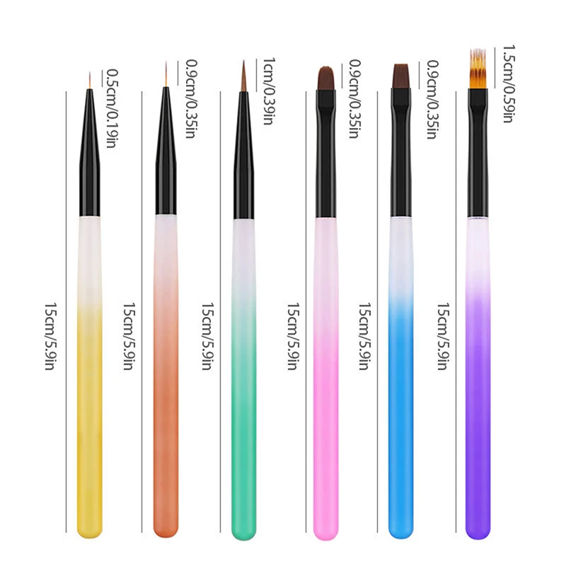6PCS UV Gel Nail Brush Liner DIY Painting Pen Manicure Acrylic Drawing Brush For Nail Art Design Nails Tip Display Painting Tool