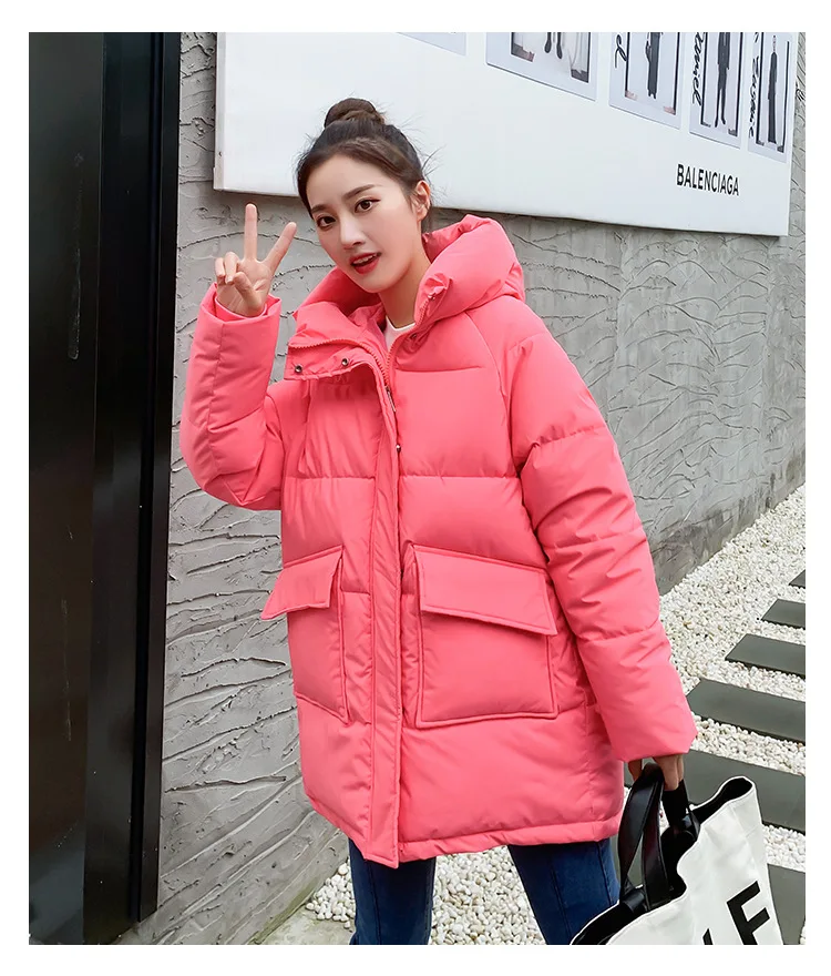 2025 Winter New Women Down Padded Jacket Winter Jacket Loose Thick Warm Cotton Coat Female Hooded Parkas Coat Long Women Outwear