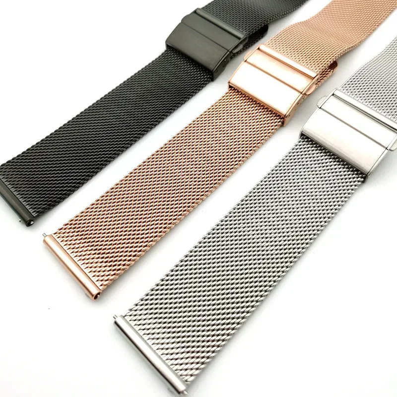 Elegant Stainless Steel Mesh Milanese Loop Watch Band with Quick Release and Butterfly Clasp