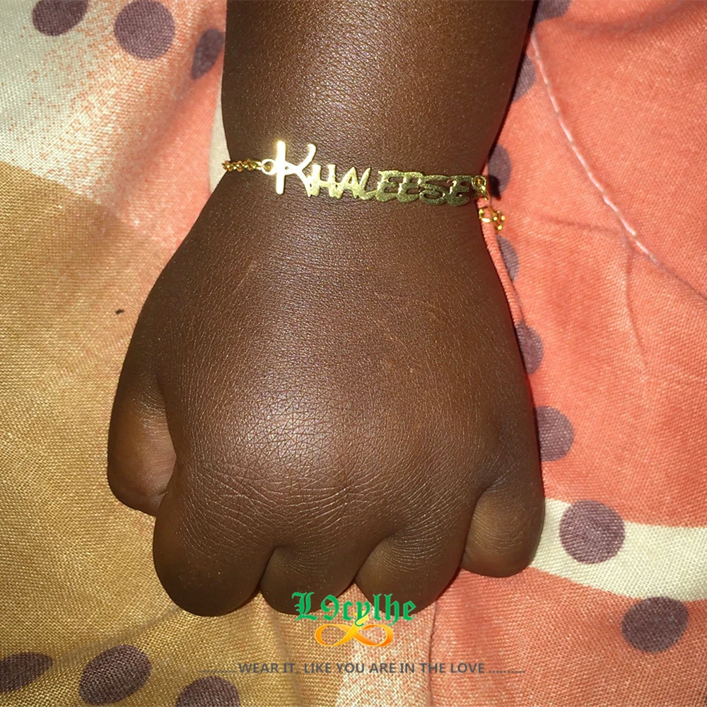 

Детские украшения, милый новый браслет с именем ребенка, персонализированные браслеты из нержавеющей стали под заказ с именем ребенка, подарки ручной работы