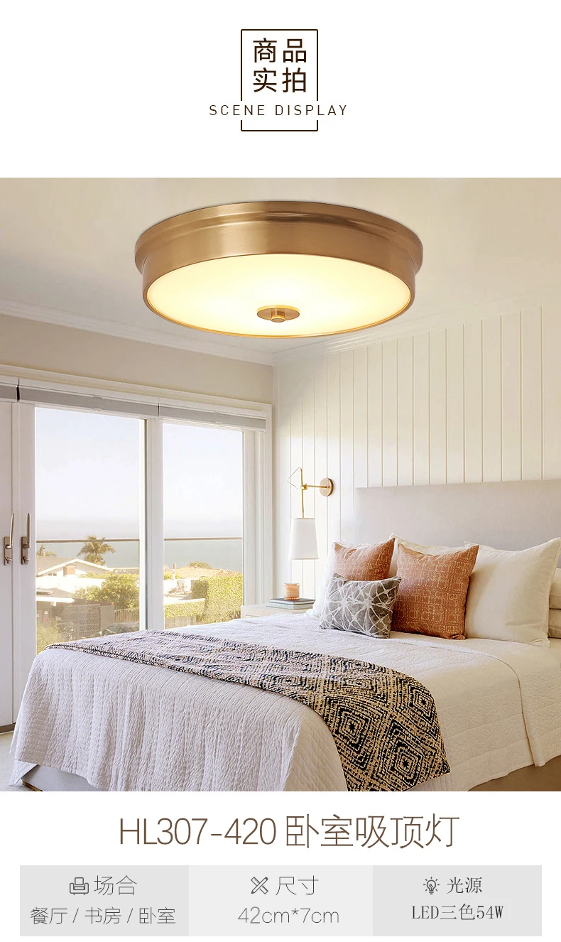 Nordic Modern Copper LED Ceiling Light - image 7
