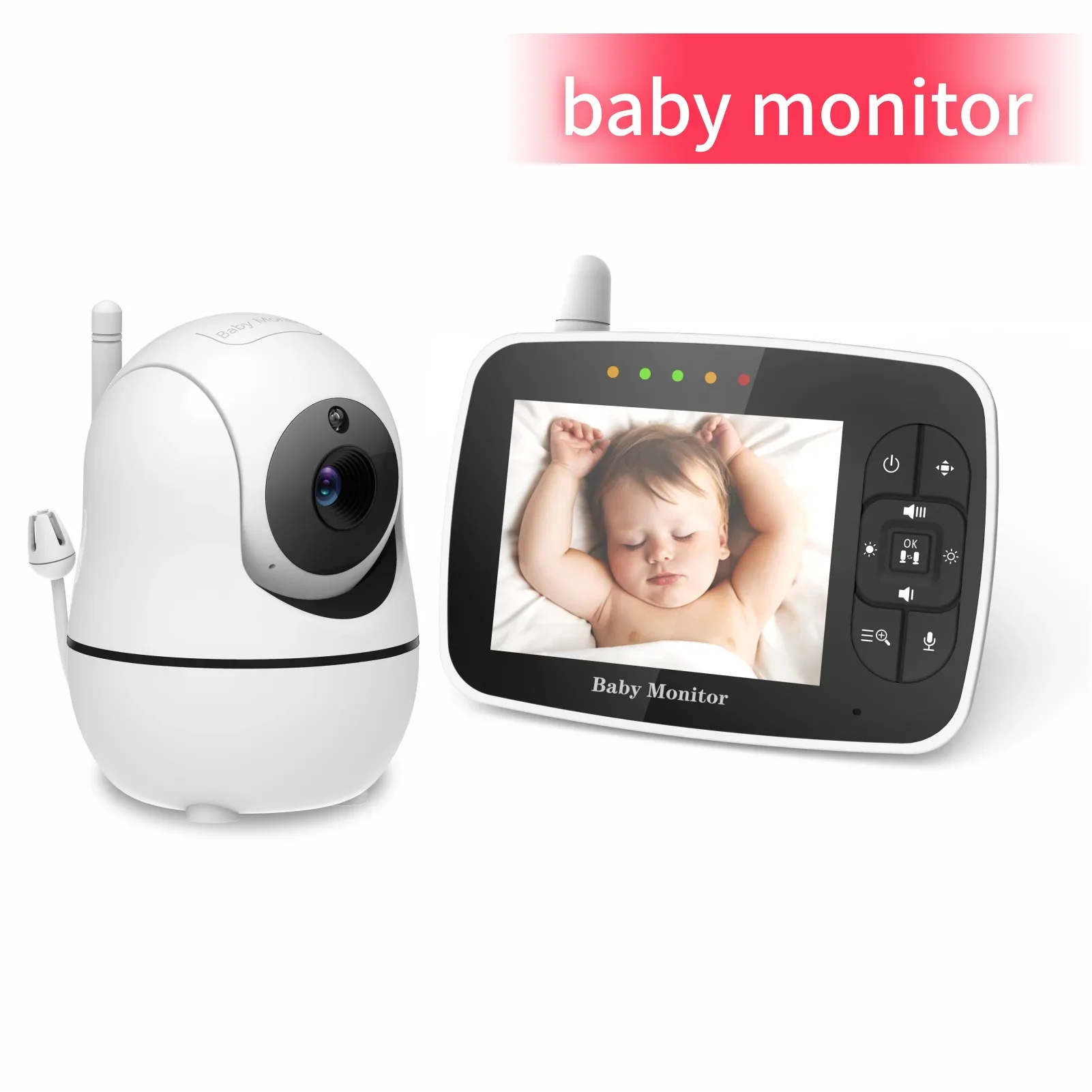 

Smart Baby Monitor 720P 3.5 Inch Color LCD Screen Video Two-way Intercom Baby Monitor with Remote Camera Pan Zoom camera