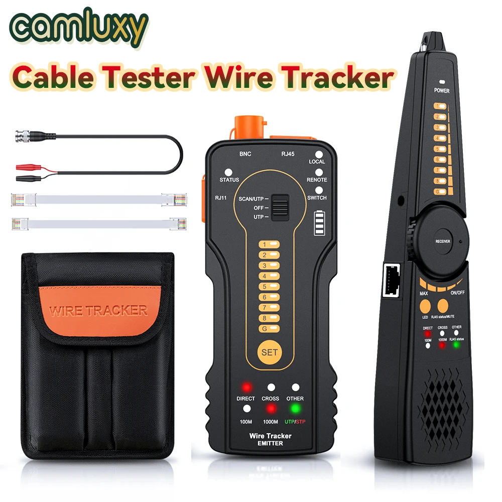 

Сетевой Кабельный тестер Camluxy RJ45 RJ11, анализатор кабеля, видоискатель телефонной линии, трекер проводов, приемник, сетевой инструмент для телефона