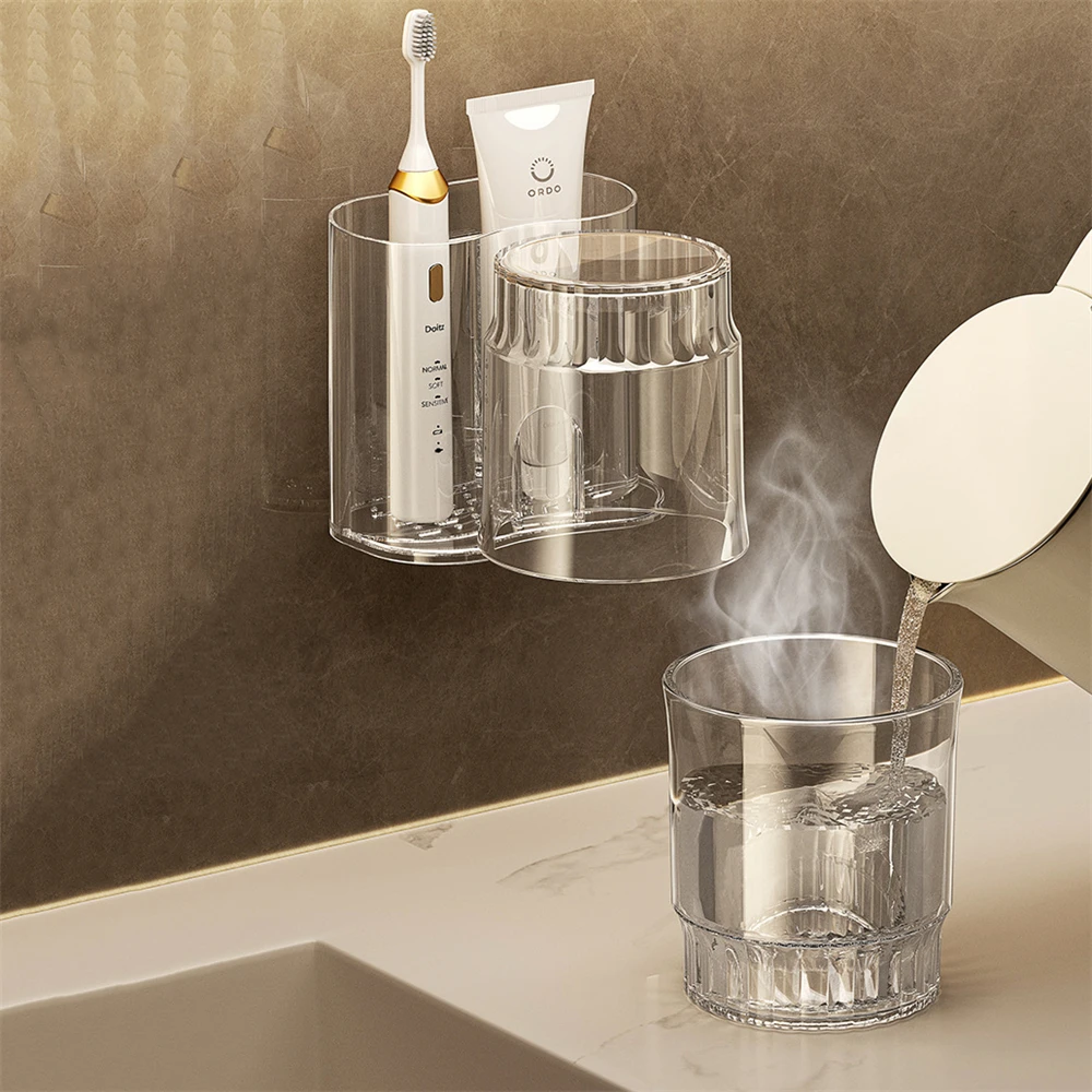 Portaspazzolino da parete con bicchiere per risciacquo bagno_voghion.com