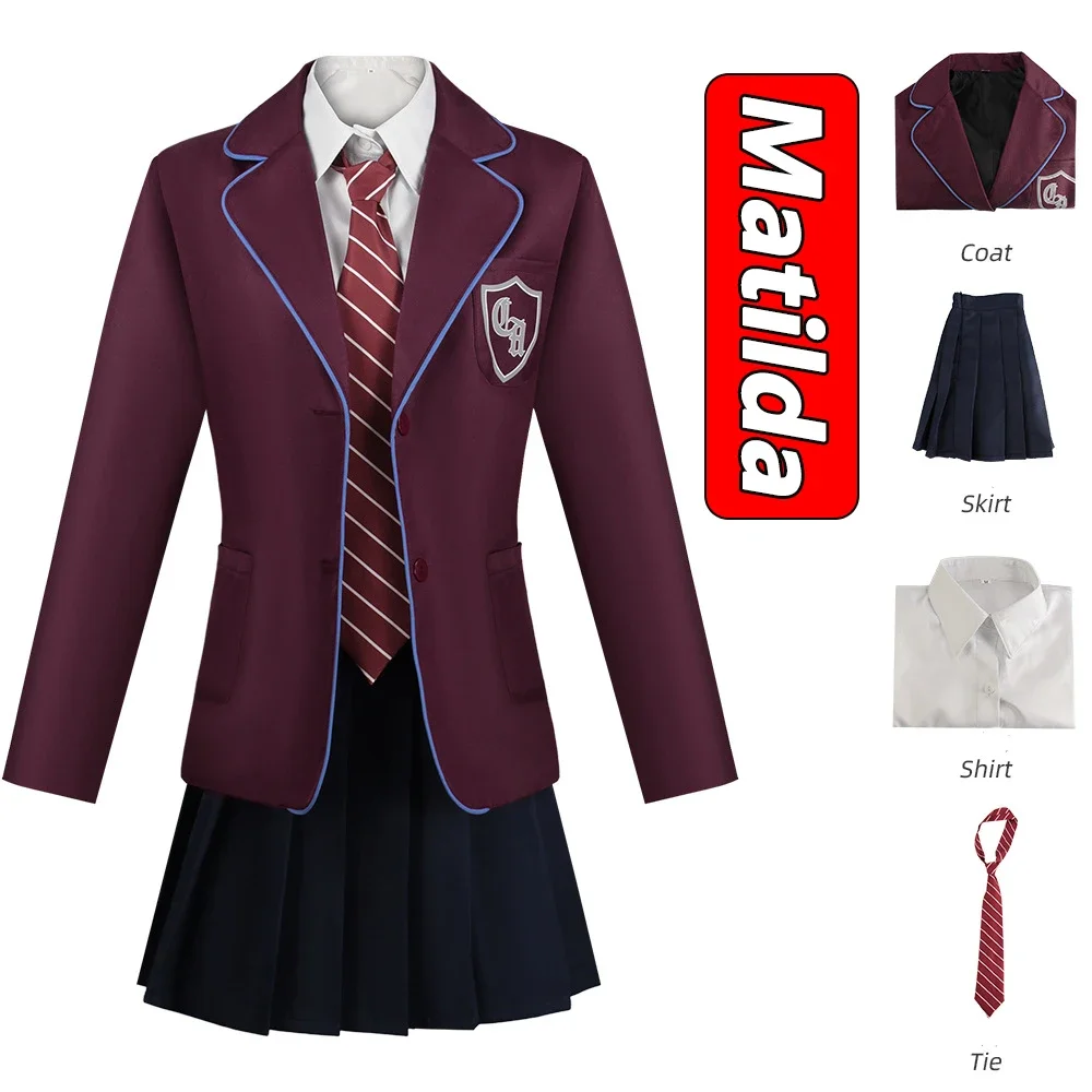 Matilda Costume Cosplay Film Roald Dahl Matilda The Musical Cosplay Uniforme Cappotto Gonna Halloween Abiti Da Scuola Per Ragazze Donne