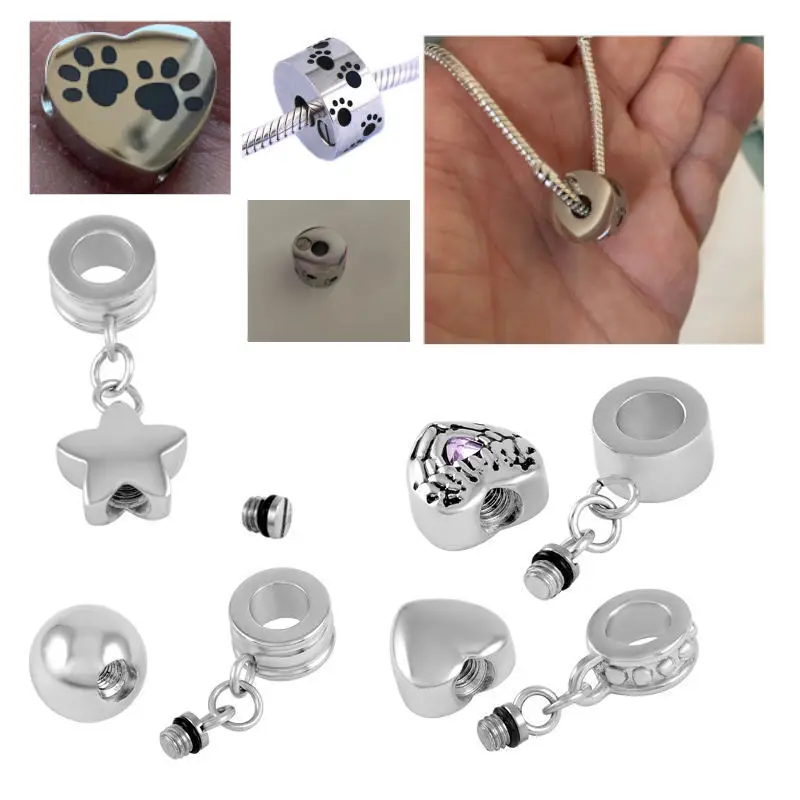 Mini Pet Urn Metal Ornament Cremation Ashes Bracelet Charms Keepsake Urn Memorial Urn Jewelry Dog and