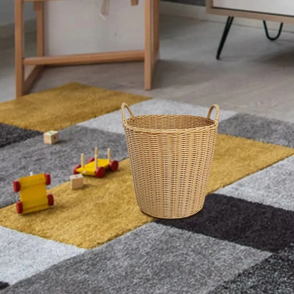 Portable Foldable Laundry Basket New Woven Rattan-Style Toys Storage Basket Durable Dirty Clothes Basket Wicker Baskets