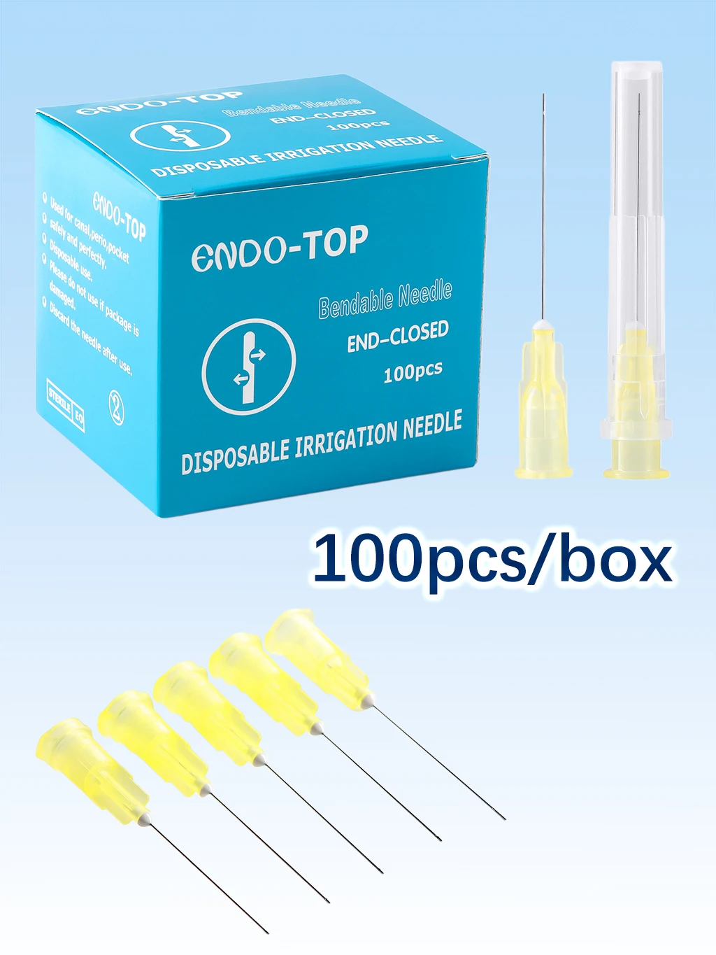 100 Stück AZDENT 25mm Wurzelkanal-Bewässerungsnadeln Einweg-Endodontie-Irrigator-Spitzen 0,3/0,4mm 30G Einzeln Verpackt – Detail 1